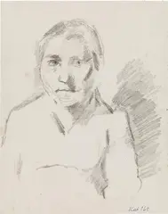 Untitled (Portrait of the mother) by Maria Lassnig, graphite on paper; unframed, sold May 2021