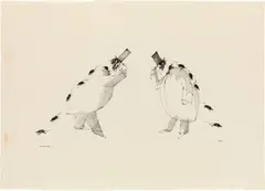 Paul Flora, Guten Tag!, India ink on paper; framed
