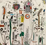 Bernhard Barek, Untitled (Aurora), 1971, coloured pen on paper on linen; framed