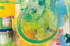 Katharina Prantl, Der Tropfen - grün, 2016, oil on canvas; framed