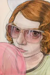Stylianos Schicho, Redhead with balloon, 2011, acrylic on canvas; framed