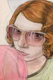 Stylianos Schicho, Redhead with balloon, 2011, acrylic on canvas; framed