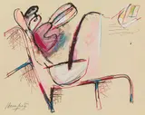 Jürgen Messensee, Sitzende Frau, 1977, mixed media on paper; unframed