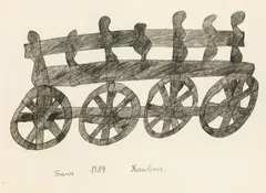 Franz Kernbeis, Cart, 1984, pencil on paper; framed