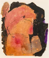 Ladislas Kijno, Untitled, mixed media, collage on paper; framed