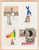 Mixed lot of 4 paperworks by Zenita Komad, 2011, mixed media, collage on paper; framed, offered May 2021