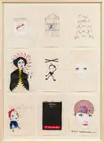 Mixed lot of 9 paperworks by Zenita Komad, mixed media, collage on paper; framed, offered May 2021