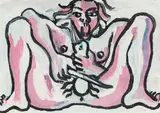 Terese Schulmeister, Leda und der Schwan, 1986, mixed media on paper; framed
