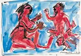 Otto Muehl, Couple, 1984, watercolour on paper; framed
