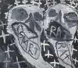Peter Pongratz, Totenklage, 1992, acrylic on canvas; framed