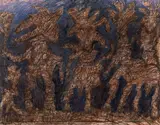 Peter Pongratz, Nachtjäger, 1977, tempera on canvas; framed