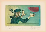 Rudolf Hausner, Untitled, 1978, colour etching; framed