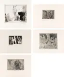 Alfred Hrdlicka, Mixed lot of 5 prints, etching, mezzotint, roulette scraped and dry point on zinc/copper