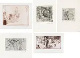 Alfred Hrdlicka, Mixed lot: 5 prints, etching, burin and dry point on copper/zinc; sepia