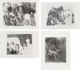 Alfred Hrdlicka, Mixed lot: 4 prints, etching, burin, chopping knife, mezzotint scraped, dry point and roulette on copper/zinc