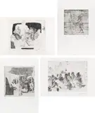 Alfred Hrdlicka, Mixed lot: 4 prints, etching, dry point, burin, roulette, and chopping knife on copper/zinc