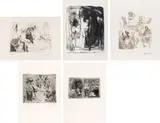 Alfred Hrdlicka, Mixed lot: 5 prints, etching, dry point, and roulette on zinc/copper; lithograph; chalk on stone