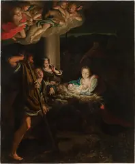 called il Correggio Antonio Allegri, The holy night ("La Notte"), oil on copper, unframed