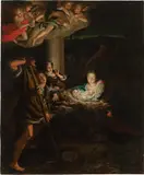 called il Correggio Antonio Allegri, The holy night ("La Notte"), oil on copper, unframed