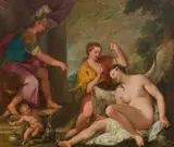Giovanni Segala, Allegory of virtue and vice - reason (ratio) restraining (temperantia) greed (avaritia), oil on canvas