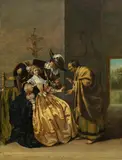 Jakob Duck, Elegant couple consulting a fortune teller, c. 1640, oil on panel