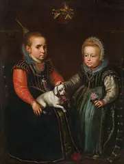 Hans von Aachen, Siblings Maria and Catharina von Rottkirchen at the age of five and one, 1608, oil on panel, parqueted