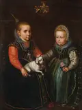 Hans von Aachen, Siblings Maria and Catharina von Rottkirchen at the age of five and one, 1608, oil on panel, parqueted