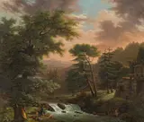 Jean-Baptiste Pillement, River landscape with shepherds and fishermen