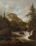 Jacob van Ruisdael, Landscape with waterfall, oil on canvas