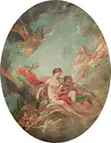 François Boucher, Venus receiving the arms of Aeneas from Vulcan, oil on canvas