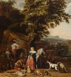 Abraham Hondius, A hunting party, 1653, oil on panel