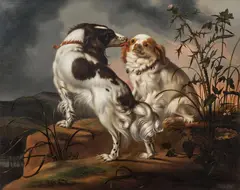 Two Cavalier King Charles spaniels by Carstian Luyckx, oil on panel, sold Dec 2020