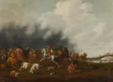 Jan Jakobsz van der Stoffe, Equestrian battle scene, oil on panel