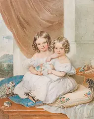 Josef Kriehuber, Princesses Elise and Fanny Liechtenstein, 1835, watercolour on paper