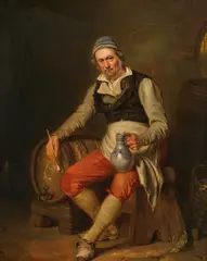 Petrus Kiers, Winemaker in his cellar, oil on panel