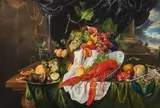 Ferdinand Küss, Still life with lobster and fruit, 1829, oil on canvas