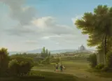 Carl Steinböck, View of the outskirts of Vienna with Church of St. Charles, oil on canvas