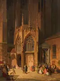 Karl Wurbs, Exterior of St. Stephen's Cathedral, at the Singertor, oil on panel