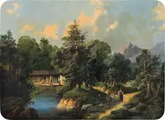 Gustav Barbarini, River landscape, oil on canvas