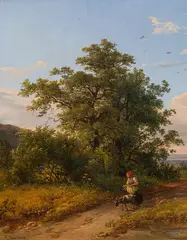 Josef Feid, Wienerwald landscape with shepherdess, 1846, oil on panel