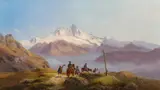 Markus Pernhart, Großglockner mountain range across Matreier-Törl, oil on canvas