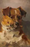 Karl Wilhelm Bergmüller, Portrait of a dog, 1906, oil on cardboard