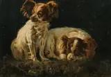 Simon Simonsen, Two spaniels, 1877, oil on canvas