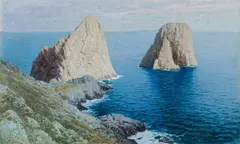 Alfred Zoff, The Faraglioni Rocks off the coast of Capri, oil on canvas