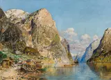Johann Holmstedt, Fjord landscape, oil on canvas