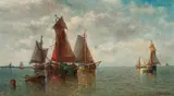 Auguste Musin, Calme sur L'Escaut en Hollande" (Peace on the Scheldt in Holland), oil on panel