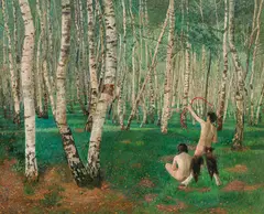 Karl Mediz, The birch wood, 1894, oil on canvas