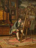 Johann Hamza, The Art enthusiast, oil on panel