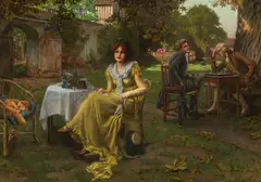 Hermann Koch, Playing a game of chess, oil on canvas