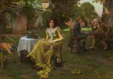 Hermann Koch, Playing a game of chess, oil on canvas